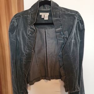 Free People Ruffle Collar Velvet Blazer